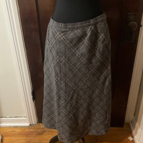 Vintage 1970s Pendleton Virgin Wool Midi Skirt Gray Diamond Plaid Sz 16 - Picture 10 of 12